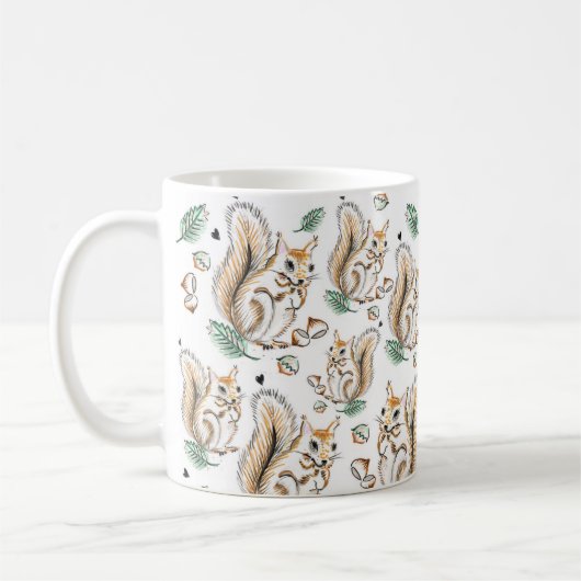 Cute mug with adorable squirrels pattern コーヒーマグカップ (左)