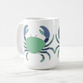 Cute mug with blue and green crab design コーヒーマグカップ (正面左)
