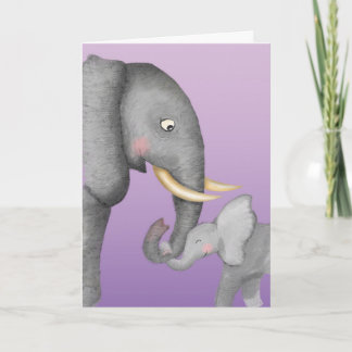 Cute mum and baby elephant Mothering Sunday card カード