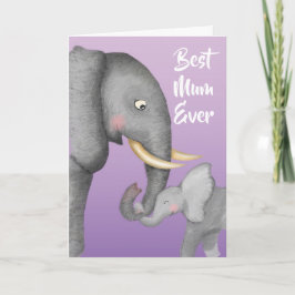 Cute mum and baby elephant Mother's Day card カード