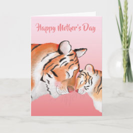 Cute mum and baby tiger Mother's Day card カード