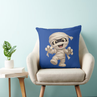 Cute Mummy Halloween Cartoon Illustration クッション