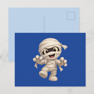Cute Mummy Halloween Cartoon Illustration シーズンポストカード