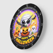 Cute Mummy Happy Halloween  ラージ壁時計 (傾斜)