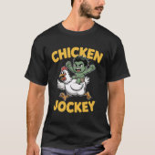Cute Muscular Green Kid Riding Chicken – Chicken J Tシャツ (正面)