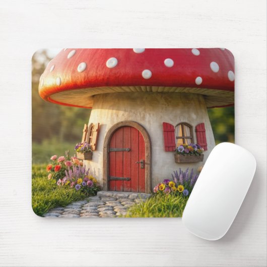 Cute Mushroom Cottage マウスパッド (マウス)