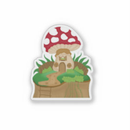 Cute Mushroom Fairy House Cottagecore Vinyl  シール