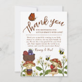 Cute Mushroom Little Sprout Baby Shower Thank You  サンキューカード (正面)