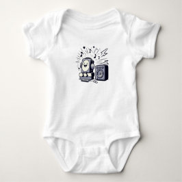 Cute Music Lover – Adorable Cartoon Baby Bodysuit ベビーボディスーツ