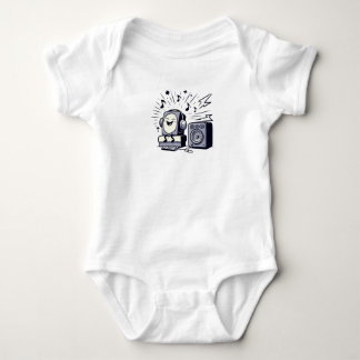 Cute Music Lover – Adorable Cartoon Baby Bodysuit ベビーボディスーツ