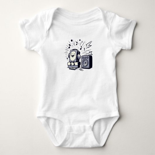 Cute Music Lover – Adorable Cartoon Baby Bodysuit ベビーボディスーツ (正面)