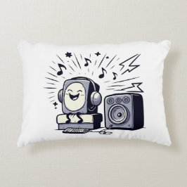 Cute Music Lover – Fun Cartoon Music Pillow アクセントクッション