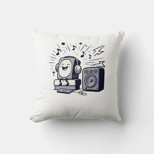 Cute Music Lover – Fun Cartoon Music Pillow クッション (正面)