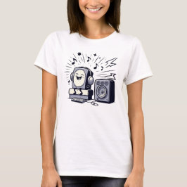 Cute Music Lover: Fun Cartoon T-Shirt Design Tシャツ