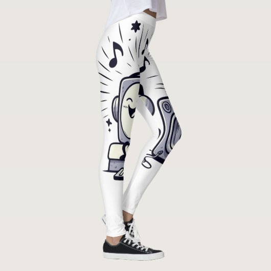 Cute Music Lover – Fun Cartoon Workout Leggings レギンス (右)
