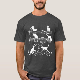 Cute Music Lover Piano Cat Playing On Musical Note Tシャツ
