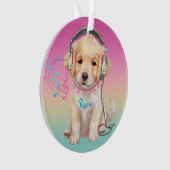 Cute Music Loving Golden Retriever Personalized オーナメント (正面)