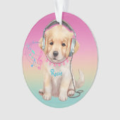 Cute Music Loving Golden Retriever Personalized オーナメント (正面)