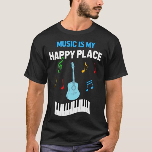 Cute Music Musician Tees Music Is My Happy Place Tシャツ (正面)