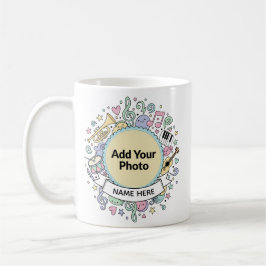 Cute Musical Doodles Kids Custom Photo  Name Mug コーヒーマグカップ