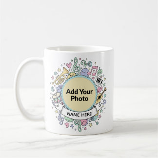 Cute Musical Doodles Kids Custom Photo  Name Mug コーヒーマグカップ