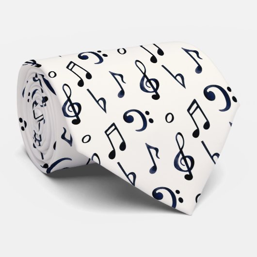 Cute Musical Notes Pattern ネクタイ (ロール)