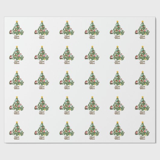 Cute My First Christmas Tree Name Pattern ラッピングペーパー (フラット)