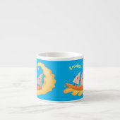 Cute nachos corn chips surfing cartoon エスプレッソカップ (正面)