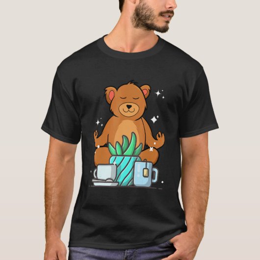 Cute Namaste Bear Do Yoga Gardening  Coffee Tea Tシャツ (正面)