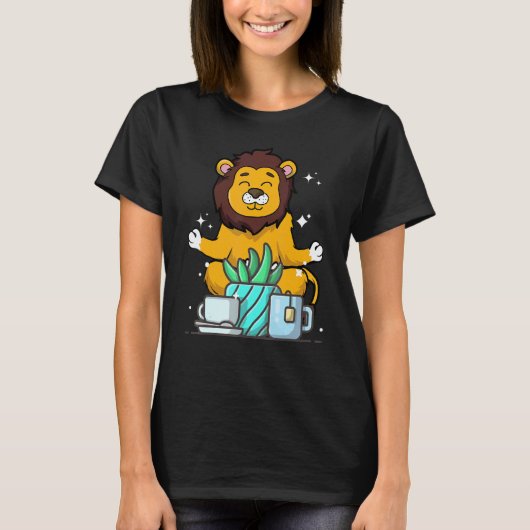 Cute Namaste Lion Do Yoga Gardening  Coffee Tシャツ (正面)