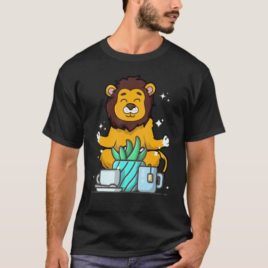 Cute Namaste Lion Do Yoga Gardening  Coffee Tシャツ (正面)