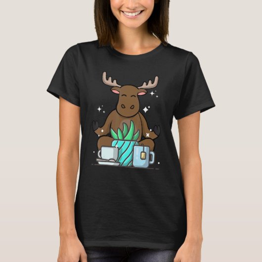 Cute Namaste Moose Do Yoga Gardening  Coffee Tシャツ (正面)