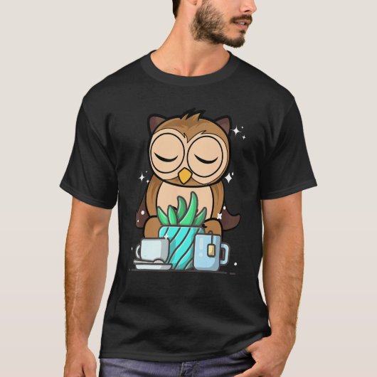 Cute Namaste Owl Do Yoga Gardening  Coffee Tシャツ (正面)