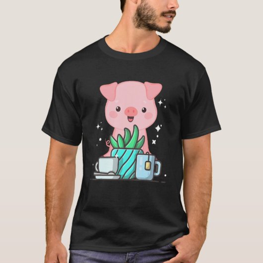Cute Namaste Pig Do Yoga Gardening  Coffee Tシャツ (正面)