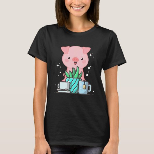 Cute Namaste Pig Do Yoga Gardening  Coffee Tシャツ (正面)