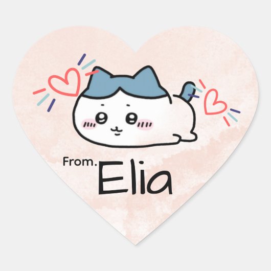 cute name stickers valentines ハートシール (正面)