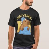 Cute Napping Capybara Pyjama  Nappybara Tシャツ (正面)