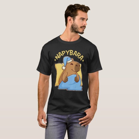 Cute Napping Capybara Pyjama  Nappybara Tシャツ (正面フル)