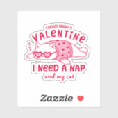 Cute Napping Cat Funny Custom Valentine シール (シート)