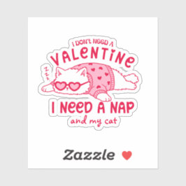Cute Napping Cat Funny Custom Valentine シール