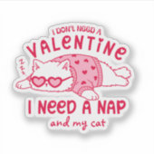 Cute Napping Cat Funny Custom Valentine シール (正面)
