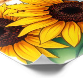 Cute Napping Kitten and Sunflowers ポスター (角)