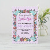 Cute Narwhal fish Pattern Watercolor Under the Sea セーブザデート (スタンド正面)