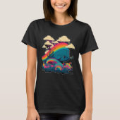 Cute Narwhal Sea Creature Rainbows Clouds And Narw Tシャツ (正面)