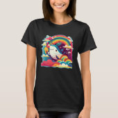 Cute Narwhal Sea Creature Rainbows Clouds And Narw Tシャツ (正面)