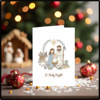 Cute Nativity “O Holy Night” Christmas Christian シーズンカード