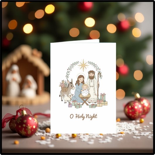 Cute Nativity “O Holy Night” Christmas Christian シーズンカード