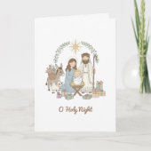 Cute Nativity “O Holy Night” Christmas Christian シーズンカード (正面)