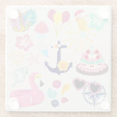 Cute Nautical Birthday ガラスコースター (裏面)