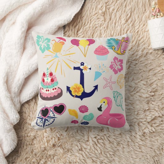 Cute Nautical Birthday クッション (ブランケット)
